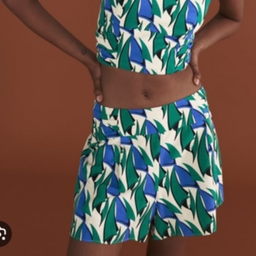 Zara High Waist Blue and Green Shorts Sz XS